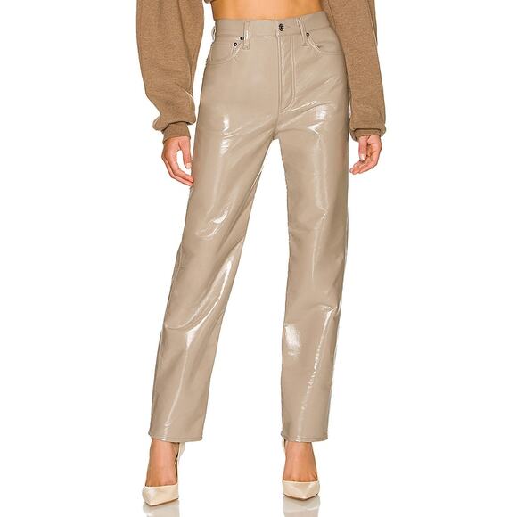 Agolde Recycled Leather 90s Tan Leather Pinch Waist Size 26